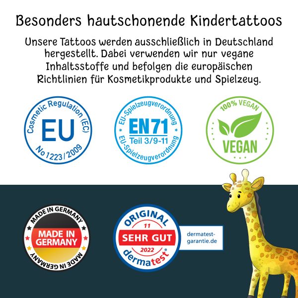 150 hautschonende Kindertattoos - Thema: Tierischer Spaß - 9 Tattoobögen im A6-Format - made in Germany – Bild 5