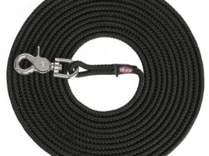 Trixie Schleppleine, rund aus Segeltau mit Trigger Snap Hook - schwarz - 20 m