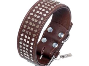 Karlie Vintage Halsband mit 4eck-Nieten 50mm - Braun - 50 mm / 70 cm