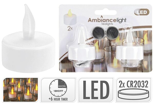 LED Teelichte mit Timer ws 2Satz inkl. 2 CR2032 Batterien